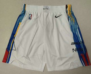 Men's Brooklyn Nets 2022 White City Edition Stitched Shorts