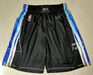 Men's Brooklyn Nets Black 2021 City Edition Swingman Stitched NBA Shorts