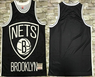 Men's Brooklyn Nets Black Big Face Mitchell Ness Hardwood Classics Soul Swingman Throwback Jersey