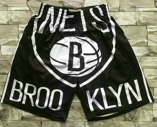 Men's Brooklyn Nets Black Big Face Mitchell Ness Hardwood Classics Soul Swingman Throwback Shorts (2)