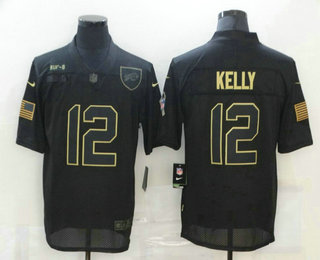 Men's Buffalo Bills #12 Jim Kelly Black 2020 Salute To Service Stitched NFL Nike Limited Jersey