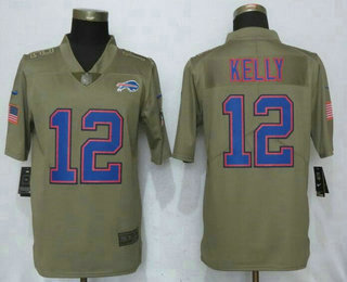 Men's Buffalo Bills #12 Jim Kelly Olive 2017 Salute To Service Stitched NFL Nike Limited Jersey