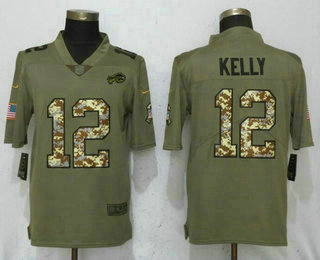 Men's Buffalo Bills #12 Jim Kelly Olive With Camo 2017 Salute To Service Stitched NFL Nike Limited Jersey