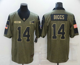 Men's Buffalo Bills #14 Stefon Diggs 2021 Olive Salute To Service Limited Stitched Jersey