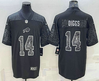 Men's Buffalo Bills #14 Stefon Diggs Black Reflective Limited Stitched Football Jersey