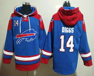 Men's Buffalo Bills #14 Stefon Diggs Blue Ageless Must Have Lace Up Pullover Hoodie