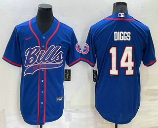 Men's Buffalo Bills #14 Stefon Diggs Blue Stitched Cool Base Nike Baseball Jersey