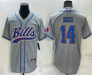 Men's Buffalo Bills #14 Stefon Diggs Grey Stitched Cool Base Nike Baseball Jersey