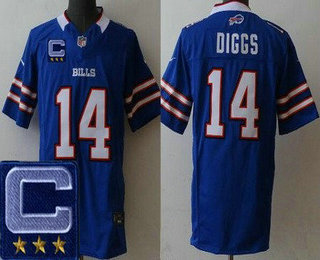 Men's Buffalo Bills #14 Stefon Diggs Limited Blue C Patch FUSE Vapor Jersey