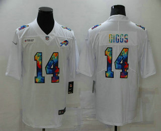 Men's Buffalo Bills #14 Stefon Diggs Multi-Color White 2020 NFL Crucial Catch Vapor Untouchable Nike Limited Jersey