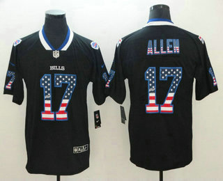 Men's Buffalo Bills #17 Josh Allen 2018 USA Flag Fashion Black Color Rush Stitched Nike Limited Jersey