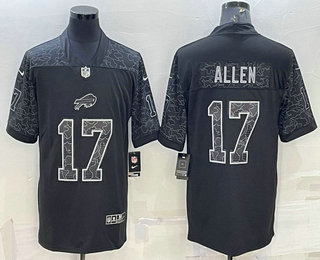 Men's Buffalo Bills #17 Josh Allen Black Reflective Limited Stitched Football Jersey