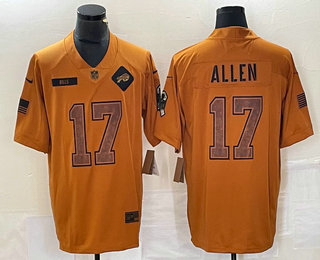 Men's Buffalo Bills #17 Josh Allen Brown 2023 Salute To Service Limited Stitched Jersey