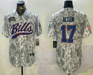 Men's Buffalo Bills #17 Josh Allen Limited Arctic Camo 2024 Salute to Service Stitched Baseball Jersey