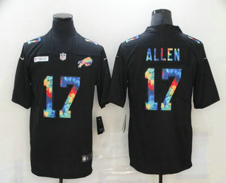 Men's Buffalo Bills #17 Josh Allen Multi-Color Black 2020 NFL Crucial Catch Vapor Untouchable Nike Limited Jersey