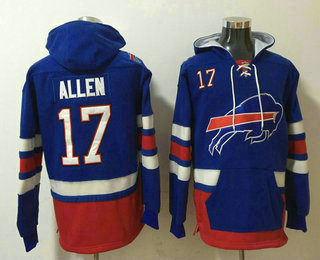 Men's Buffalo Bills #17 Josh Allen NEW Blue Pocket Stitched NFL Pullover Hoodie