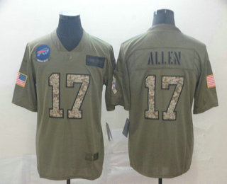 Men's Buffalo Bills #17 Josh Allen Olive Camo 2019 Salute To Service Stitched NFL Nike Limited Jersey