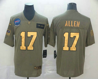 Men's Buffalo Bills #17 Josh Allen Olive Gold 2019 Salute To Service Stitched NFL Nike Limited Jersey