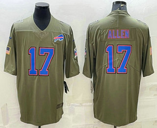 Men's Buffalo Bills #17 Josh Allen Olive Salute To Service Limited Stitched Jersey