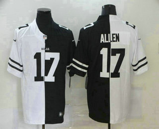 Men's Buffalo Bills #17 Josh Allen White Black Peaceful Coexisting 2020 Vapor Untouchable Stitched NFL Nike Limited Jersey