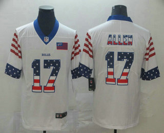 Men's Buffalo Bills #17 Josh Allen White Independence Day Stars & Stripes Jersey