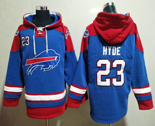 Men's Buffalo Bills #23 Micah Hyde Blue Ageless Must Have Lace Up Pullover Hoodie