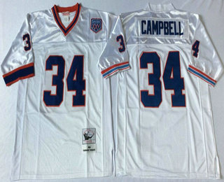 Men's Buffalo Bills #34 Thurman Thomas White Mitchell & Ness Throwback Vintage Football Jersey