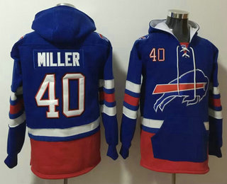 Men's Buffalo Bills #40 Von Miller NEW Blue Pocket Stitched NFL Pullover Hoodie