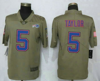 Men's Buffalo Bills #5 Tyrod Taylor Olive 2017 Salute To Service Stitched NFL Nike Limited Jersey