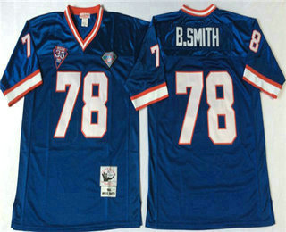 Men's Buffalo Bills #78 Bruce Smith Blue Mitchell & Ness Throwback Vintage Football Jersey