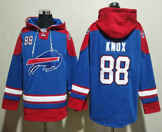 Men's Buffalo Bills #88 Dawson Knox Blue Ageless Must Have Lace Up Pullover Hoodie