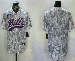 Men's Buffalo Bills Blank Arctic Camo 2024 Salute to Service Stitched Baseball Jersey