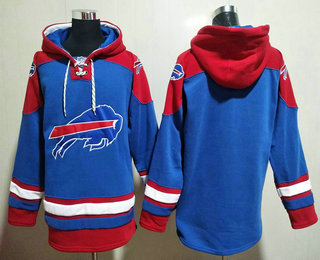 Men's Buffalo Bills Blank Blue Ageless Must Have Lace Up Pullover Hoodie