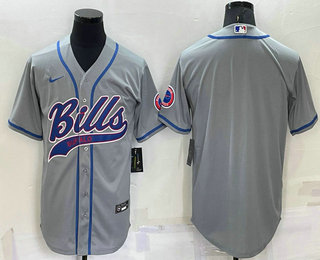 Men's Buffalo Bills Blank Grey Stitched MLB Cool Base Nike Baseball Jersey