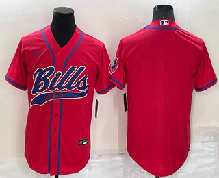 Men's Buffalo Bills Blank Red Stitched MLB Cool Base Nike Baseball Jersey