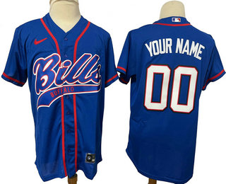 Men's Buffalo Bills Custom Blue Stitched Cool Base Nike Baseball Jersey