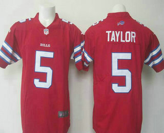 Men's Buffalo Bills Rush #5 Tyrod Taylor Red 2016 Color Rush Stitched NFL Nike Limited Jersey