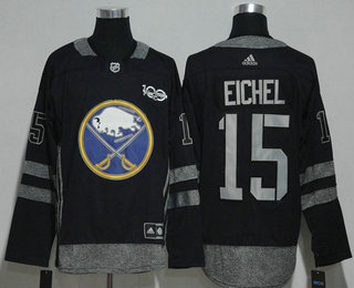 Men's Buffalo Sabres #15 Jack Eichel Black 100th Anniversary Adidas Stitched NHL 2017 Hockey Jersey