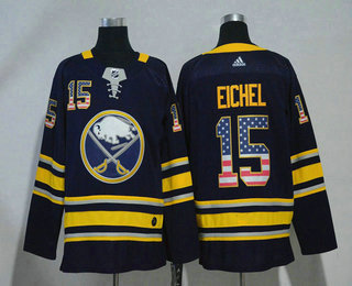 Men's Buffalo Sabres #15 Jack Eichel Navy Blue With USA Flag 2017-2018 Hockey Adidas Stitched NHL Jersey