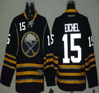 Men's Buffalo Sabres #15 Jack Eichel Reebok Navy Blue Home NHL Reflector Fashion Jersey