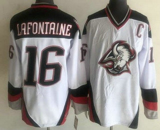 Men's Buffalo Sabres #16 Pat Lafontaine White Throwback Jersey