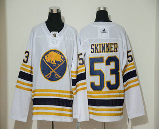 Men's Buffalo Sabres #53 Jeff Skinner White With Gold 50th Anniversary Adidas Stitched NHL Jersey
