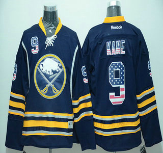 Men's Buffalo Sabres #9 Evander Kane Reebok Navy Blue USA Flag Hockey Jersey