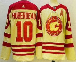 Men's Calgary Flames #10 Jonathan Huberdeau Cream 2023 Heritage Classic Stitched Jersey