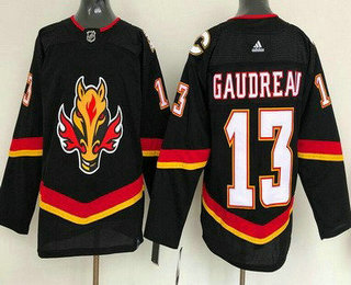 Men's Calgary Flames #13 Johnny Gaudreau Black 2021 Retro Stitched NHL Jersey