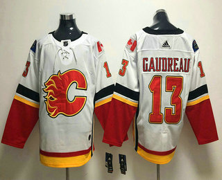 Men's Calgary Flames #13 Johnny Gaudreau White 2017-2018 Hockey Adidas Stitched NHL Jersey
