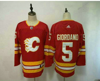 Men's Calgary Flames #5 Mark Giordano Red Third Adidas Stitched NHL Jersey