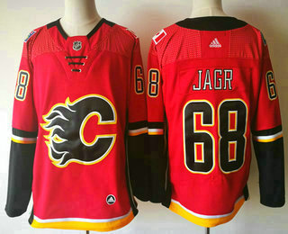 Men's Calgary Flames #68 Jaromir Jagr Red Home 2017-2018  Hockey Adidas Stitched NHL Jersey