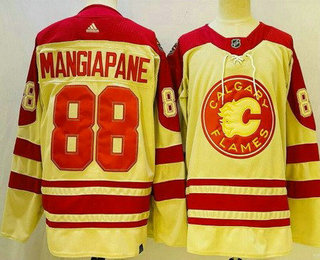 Men's Calgary Flames #88 Andrew Mangiapane Cream 2023 Heritage Classic Stitched Jersey
