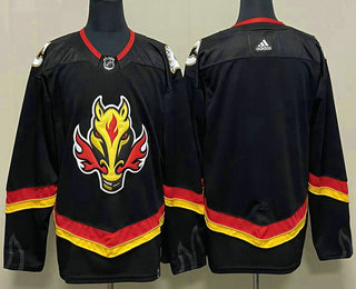 Men's Calgary Flames Blank 2021 Black Reverse Retro Stitched Jersey